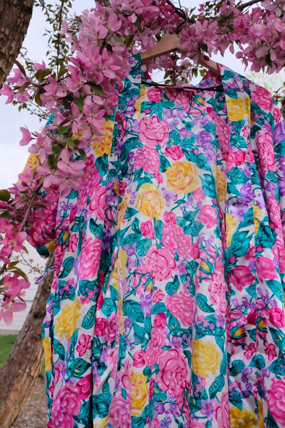 Colorful Floral Robe Kimono - image 3