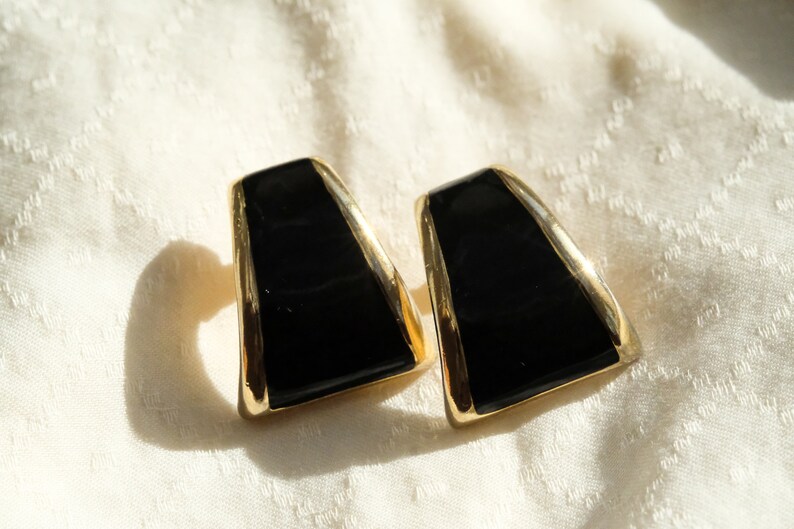 Black Golden Geometric Earrings