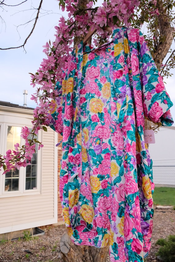 Colorful Floral Robe Kimono - image 1