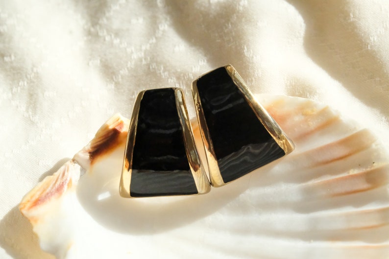 Black Golden Geometric Earrings