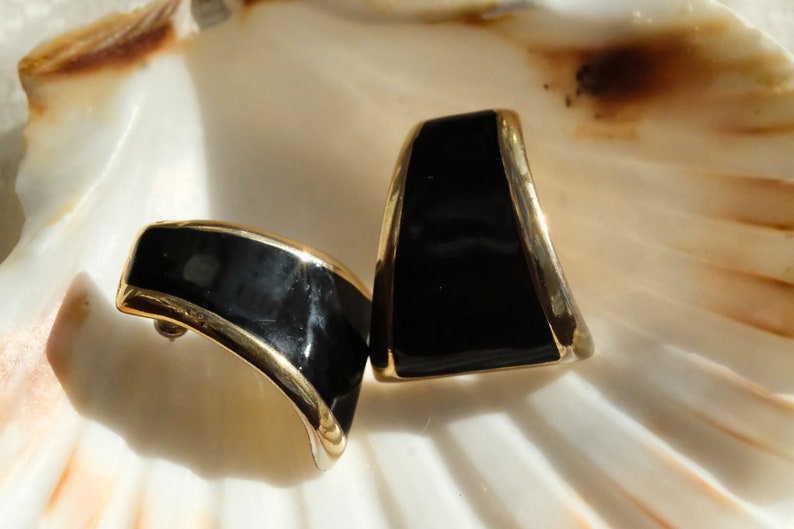Black Golden Geometric Earrings