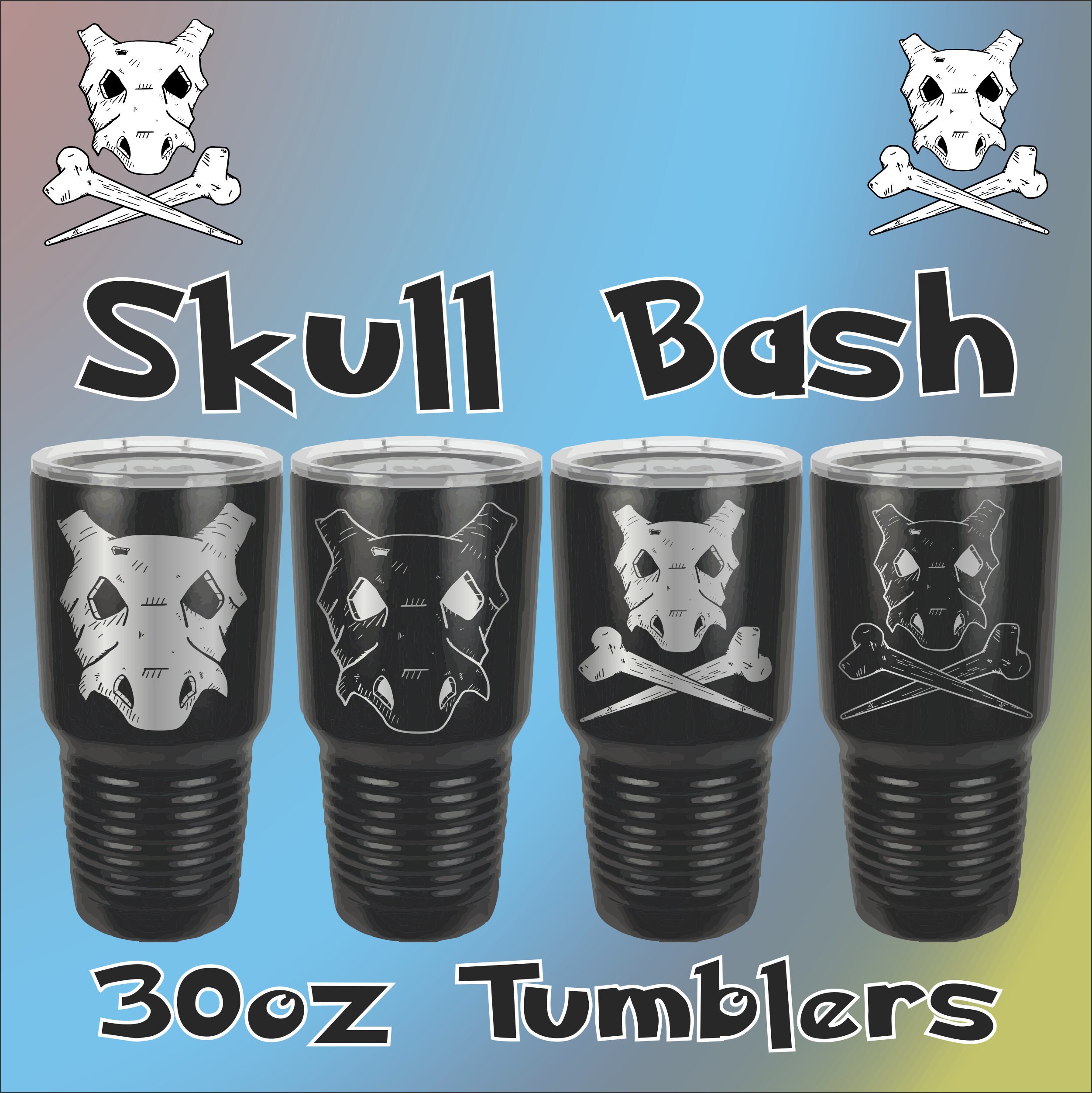 Cubone Skull Bash Design Engraved Stainless Steel Tumbler Etsy Canada