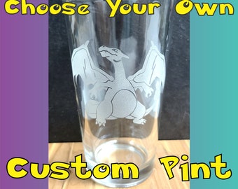 Custom Laser Etched Pint Glass - Any Poke! - Single Glass