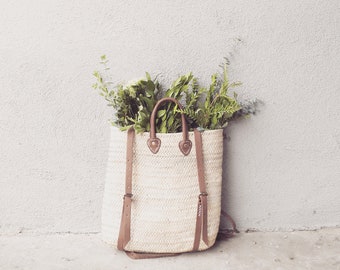 Market Straw Backpack | Handmade Backpack | Market Bag | Beach Bag | Beach Backpack | Woven bag | Made in Morocco | Sustainable Bag