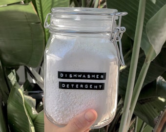 Zero Waste Spülmittelpulver - 64 Stück - Glasglas - Nachfüllpackung - Alle natürlichen Inhaltsstoffe - Boraxfrei