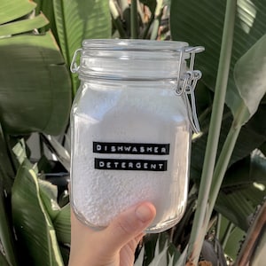 Zero Waste Dishwasher Detergent Powder - 64 loads - Glass Jar - Refill Package - All Natural Ingredients - Borax Free