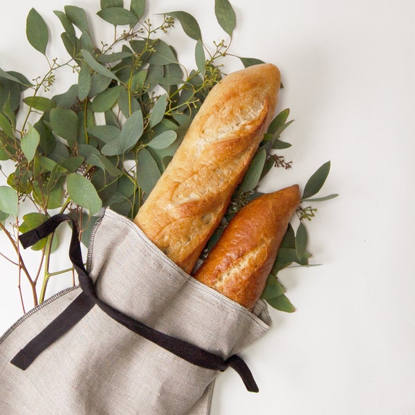 Linen Bread Bag | Flax Bread Bag | Linen Bag | Linen  with Drawstring | Reusable Linen Bag | Produce Bag | Linen Storage Bag | Linen Bag