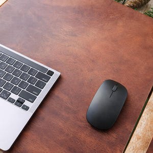 Leather Desk Pad | Handmade Leather Desk Mat | MacBook Desk Pad | Minimal Office Desk Protector | Gift for Men image 1