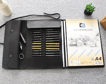 Handmade Leather Sketchbook Cover: Refillable Artist Sketch Pad, A4/A5