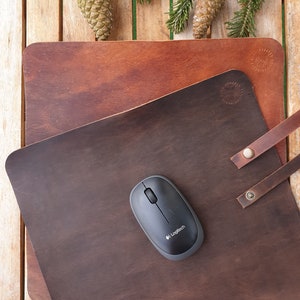 Handcrafted Leather Desk Mat: Personalized Mouse Pad, Tech Accessories