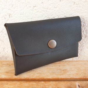 Monedero de la tarjeta de cuero de la entrada doble, titular de la tarjeta de visita delgada hecha a mano, cartera del bolsillo delantero minimalista de los hombres, regalo de Navidad hecho a mano para el hombre