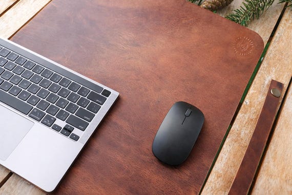 Leather Desk Pad | Handmade Leather Desk Mat | MacBook Desk Pad | Minimal Office Desk Protector | Gift for Men