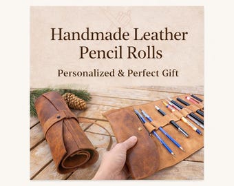 Personalisierte Leder Bleistiftrolle - Handgemachter Stifthalter, Künstler Federmäppchen, Geschenk für Künstler, Schriftsteller, Studenten