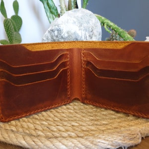 Cartera de cuero para los hombres, cartera de cuero hecha a mano, cartera de cuero hecho a mano, cartera bifold de cuero para hombres, cartera de cuero, regalo personalizado