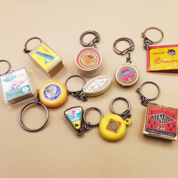 1960s Cheese collection keychain, food keychain, vintage keychain, vintage collectibles, keychain collection, choice of one