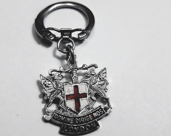 Vintage London Shield Keychain: Silvered Collectible