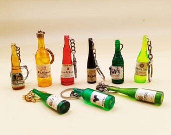 1960s wine bottle collection keychain, choice of one keychain, vintage collection, vintage collectibles, collectors gift