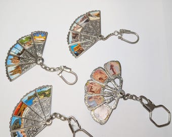 Vintage Souvenir Hand Fan Keychain: Collectible Miniature