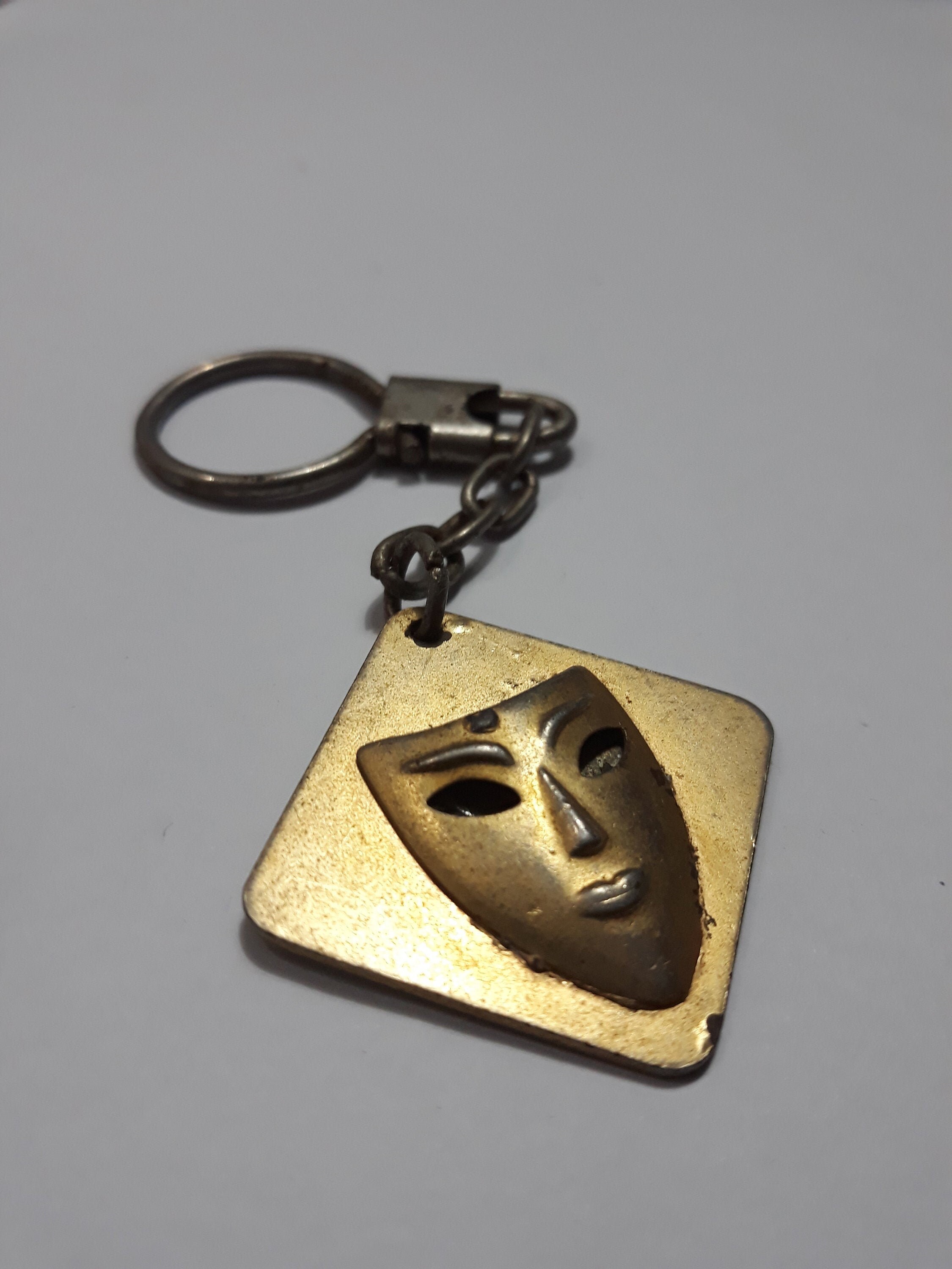 Mask vintage keychain mask keychain golden keychain Etsy