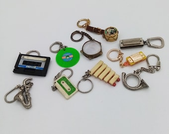 Music Musical instruments vintage keychain choice of one, musician keychain, collection keyring, vintage collectibles, vintage keychain