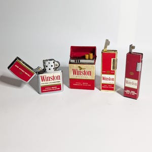 Accendini vintage Winston Tobacco Brands, scelta di uno, accendino pubblicitario Winston, accendino per sigarette Winston, accendini vintage Winston