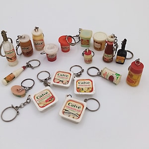 1960s Sauces and Salads collection keychain choice of one, food keychain, keychain collection, vintage keychain, vintage collectibles