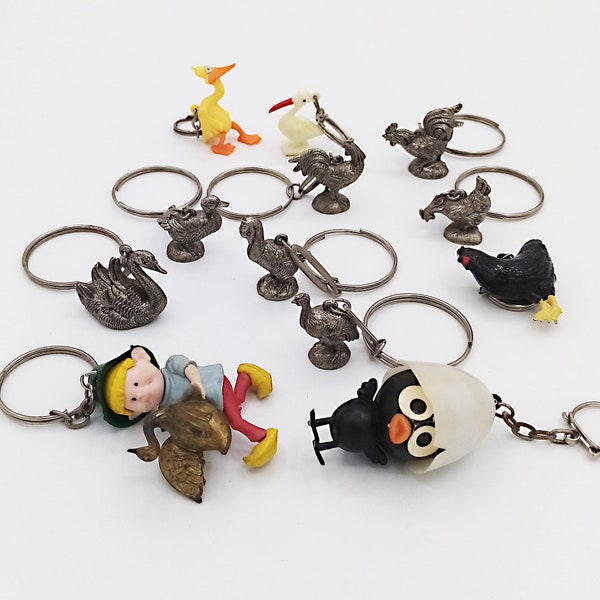 1960s Poultry collection keychain choice of one, vintage collection, collection keyring, vintage collectibles, vintage miniature