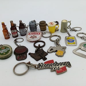 From 1960s Beer collection keychain, vintage keychain, beer keychain, bottle keyring, bottle keychain, vintage collection, vintage keyring
