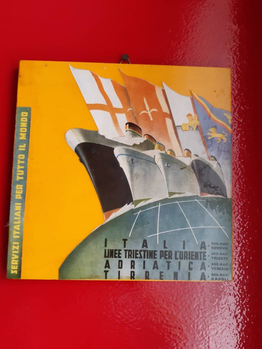 Tableau Collage sur Bois Italie Adriatique Bateau