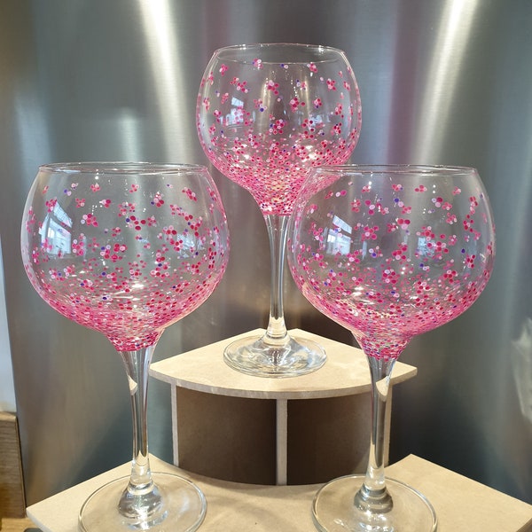 Handpainted large gin glass