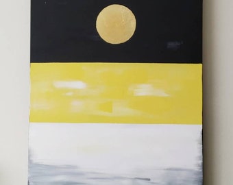 Abstract Original Painting /Minimalist Art / Gold moon / Full Moon Painting / Minimal Art /Living Room Art / Wall decor /Moon painting/
