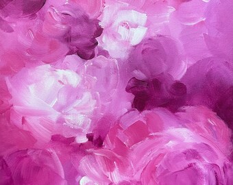 Pink abstract painting / Original painting / Abstract flowers / Abstract floral / Floral painting/ Pink flower/ Magenta color