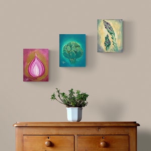 Original red onion painting / Botanical art/ Onion /Acrylic original painting