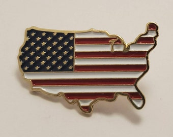American Flag Lapel Pin- United States Shaped American Flag Lapel Pin Soft Enamel Pin USA Cut out