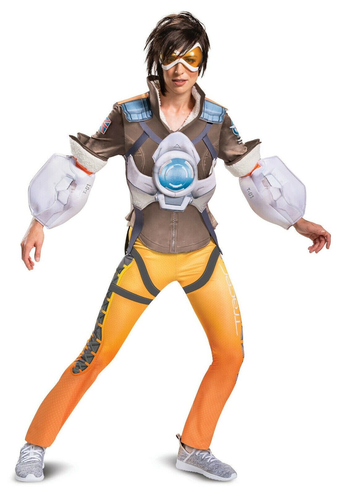 NEW Overwatch Size Small Deluxe Tracer Womens Adult Costume Plus Size Jumpsuit Women Polyester Fabric Bodysuit Women Costume Mask