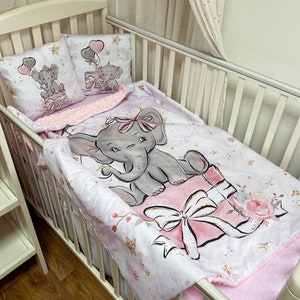 Pink Elephant Crib Bedding Etsy Canada