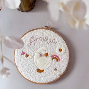 Babywanddecor, wanddecor met gans, naambord pasgeborene, cadeau nieuwe baby, naambord kinderkamer, babyshowercadeau, babywanddecor, cadeau kieuw
