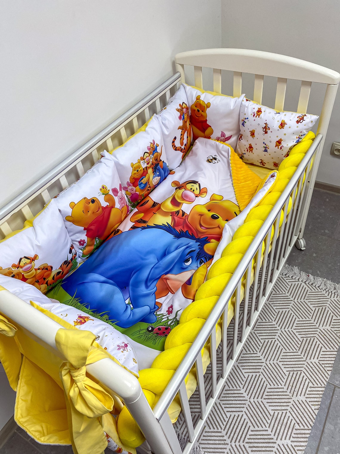Winnie Crib Bedding Set. Yellow Minky Blanket. Children's Etsy