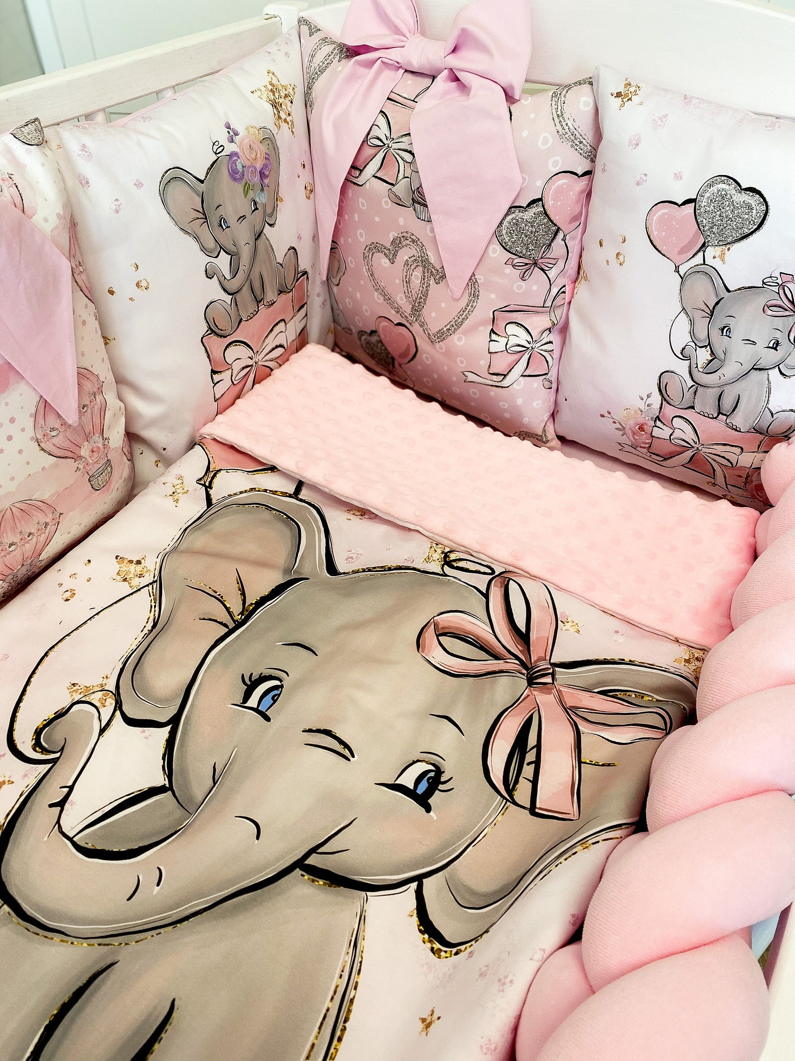 Elephant baby bedding set pink for a newborn with pillow Etsy