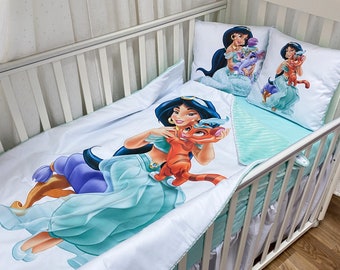 Mint Princess Crib Bedding Set: Plush Blanket, Pillows, Sheet