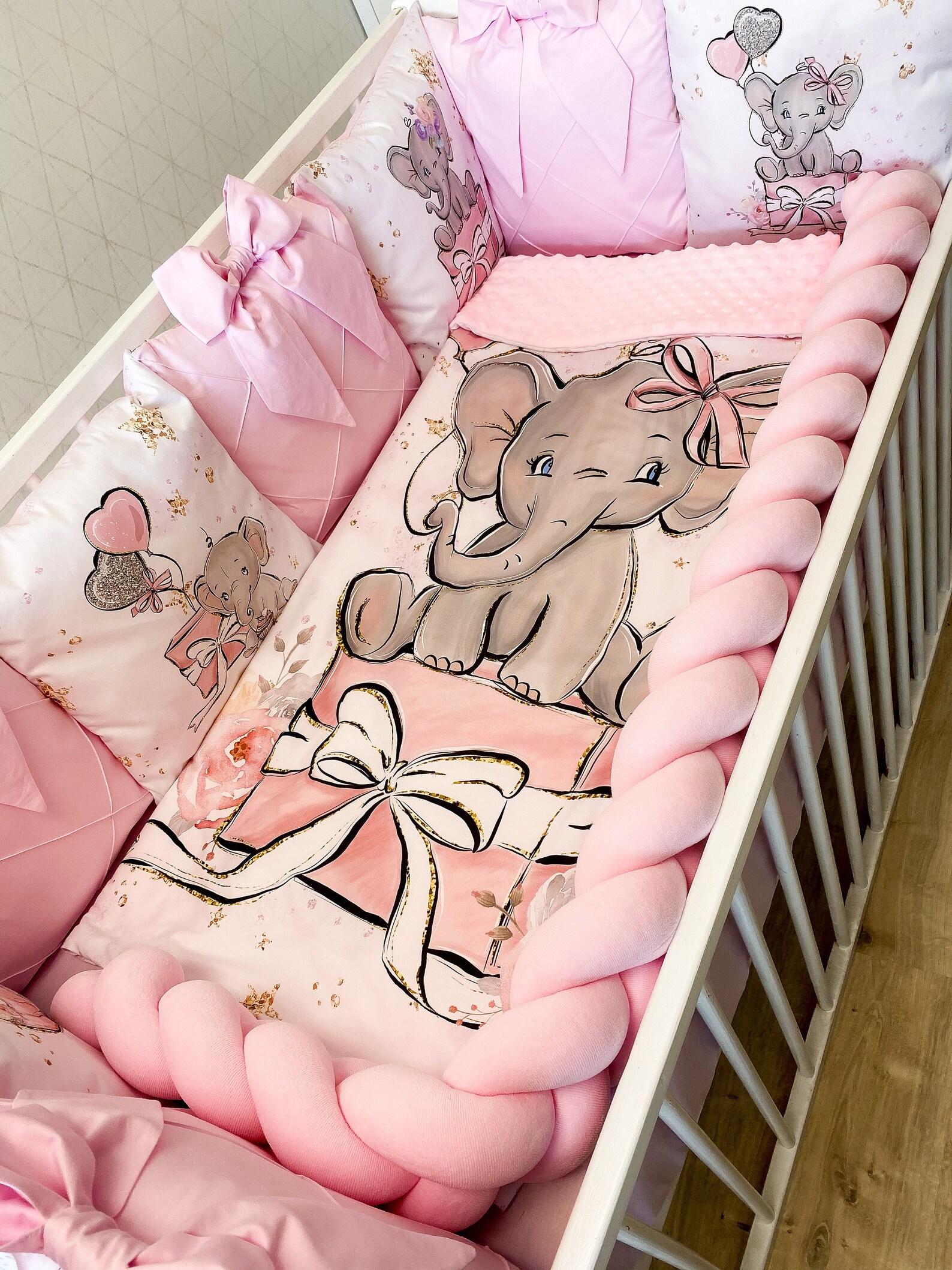 Elephant baby bedding set pink for a newborn with pillow Etsy