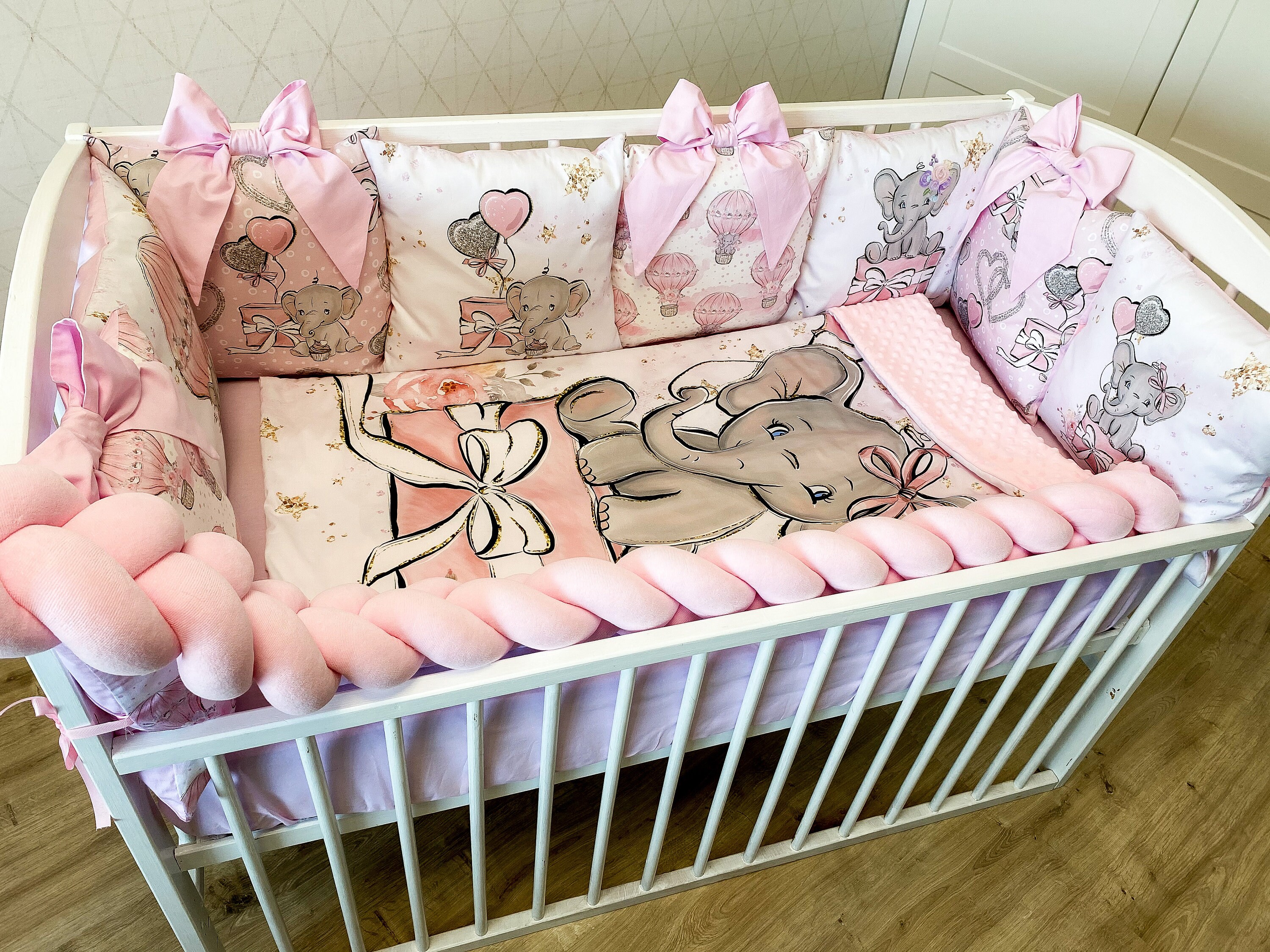 pink elephant bedding