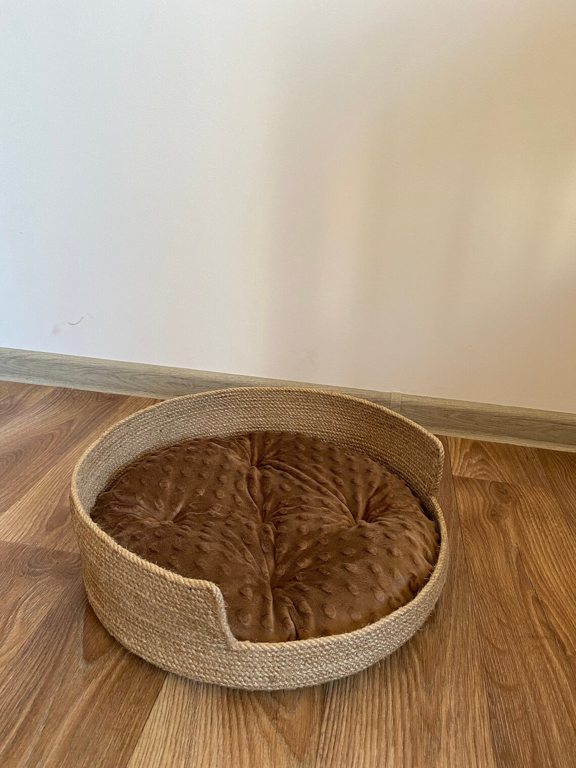 Jute Cat Bed Soft Round Bed for a Cat. Pet Bed Cat Baskets Etsy