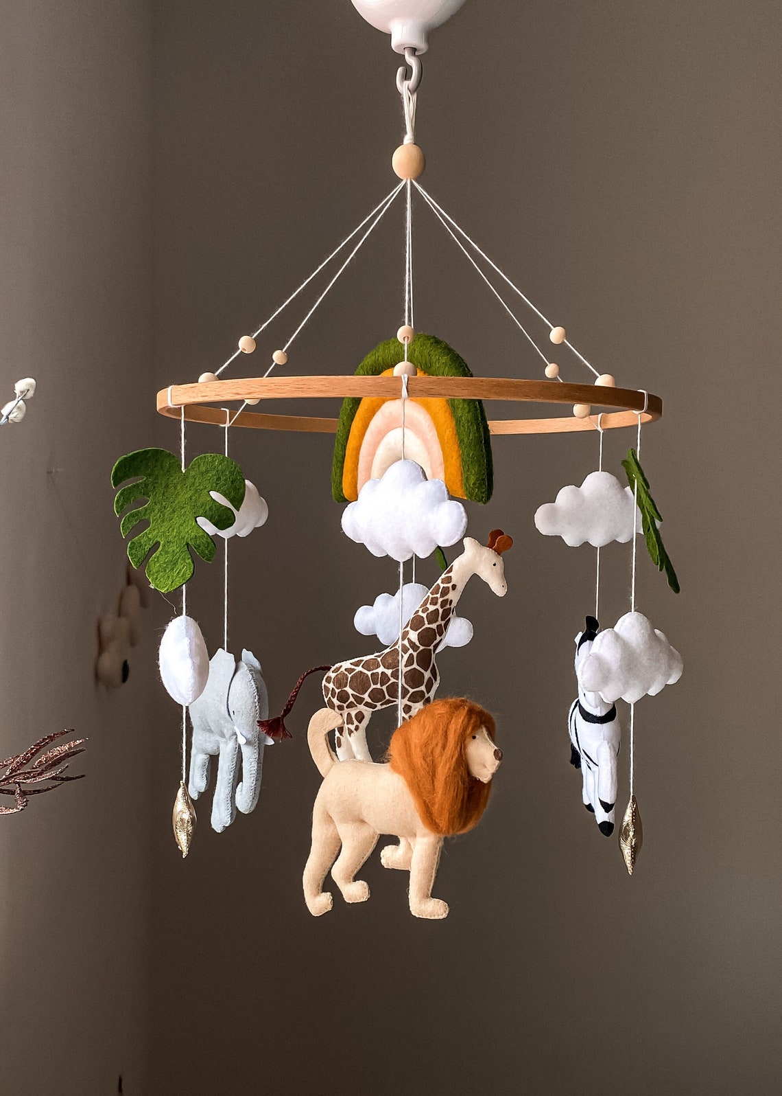 Safari Baby Mobile Safari Nursery Mobile Realistic Felt Etsy