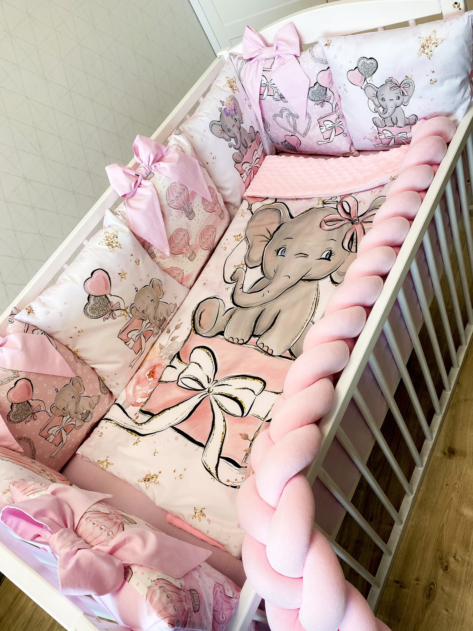 Elephant baby bedding set pink for a newborn with pillow Etsy