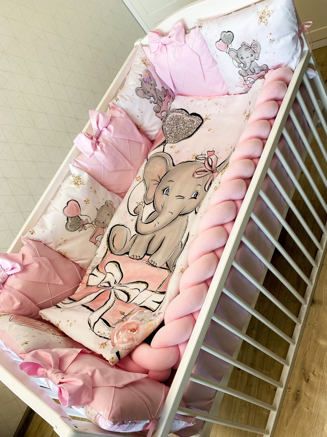 Elephant baby bedding set pink for a newborn with pillow Etsy