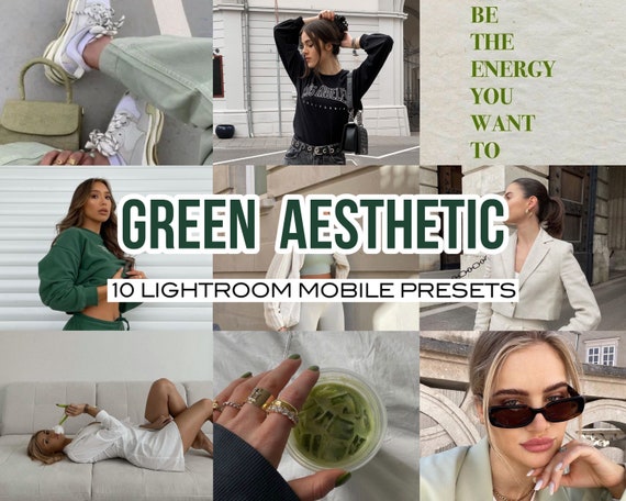 GREEN AESTHETIC Presets for minimal, green, clean, influencer, blogger, filter, beige