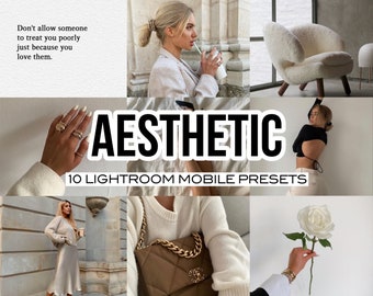 AESTHETIC Lightroom Mobile Presets for beige filter, clean preset, minimal preset, natural preset, Paris preset, Influencer preset