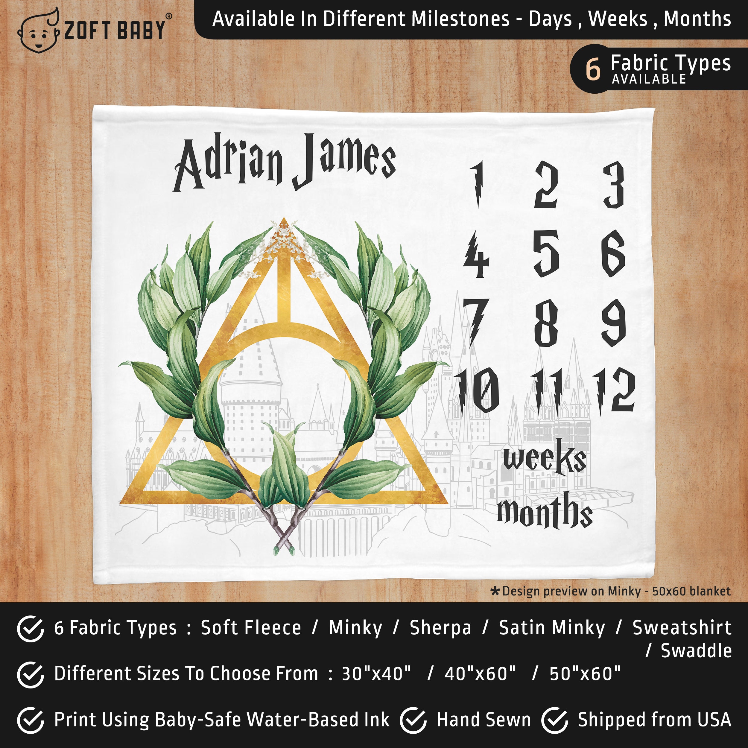 Harry Potter Milestone Blanket Wizard Baby Blanket Little Etsy