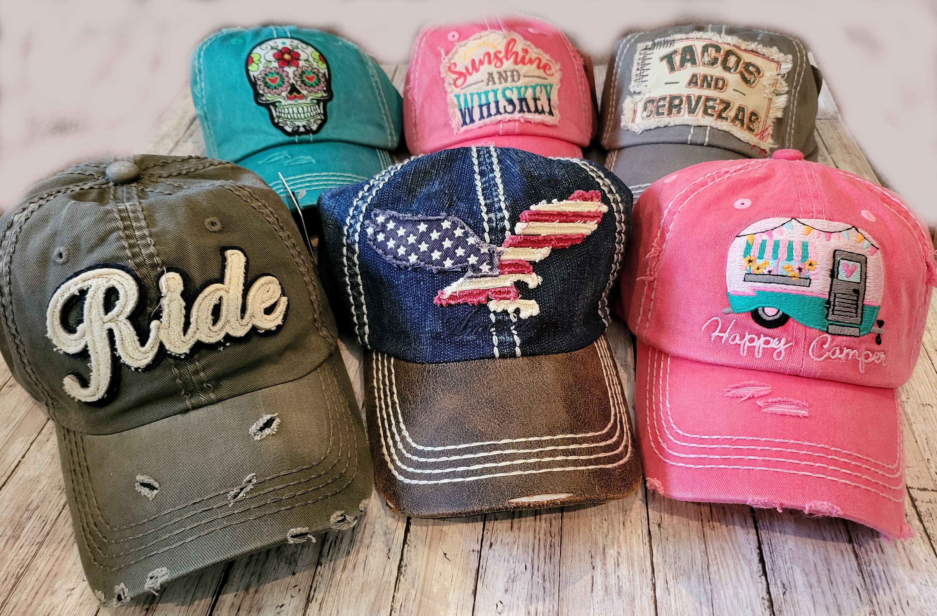 Distressed Baseball Caps Etsy